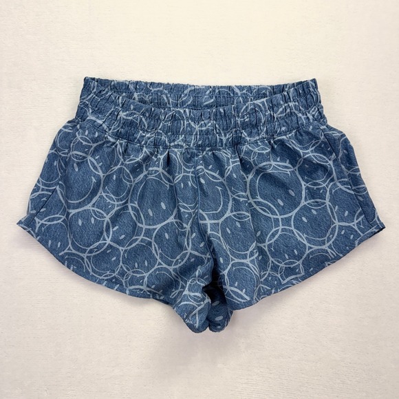 OFFLINE by Aerie Pants - OFFLINE by Aerie Smiley Face Denim Shorts Womens Small Blue Low Rise Active